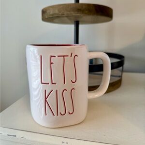 Let's Kiss Ceramic Mug - White with Red Accents